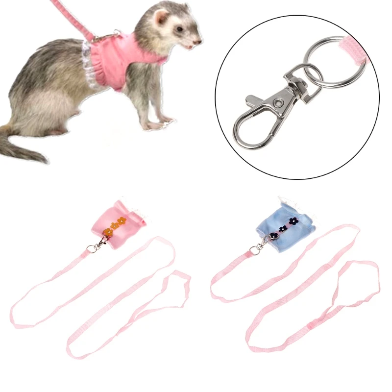 

Pet Harness Small Animals Rabbit Ferret Guniea Pig Vest Leash Adjustable Strap Collars, Harnesses & Leashes For Small Animal