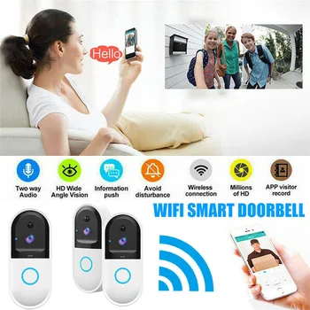 

Wireless Smart WiFi DoorBell IR Video Visual Ring Camera Intercom Home Security Wide Angle Wireless Video Doorbell 3C27