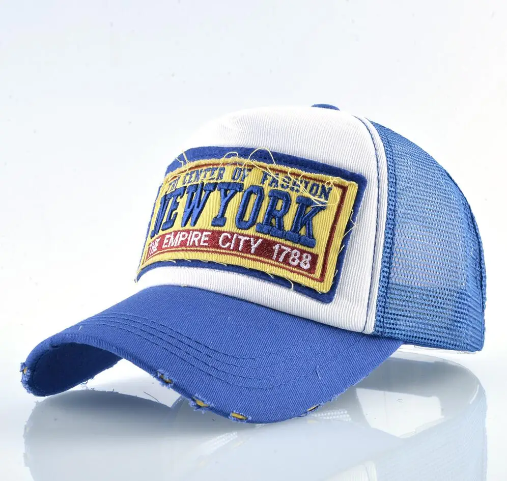 Летняя сетчатая Бейсболка для женщин уличные камуфляжные кепка для мужчин Нью-Йоркская ббейсболки с вышивкой хип-хоп кепки - Цвет: Blue2