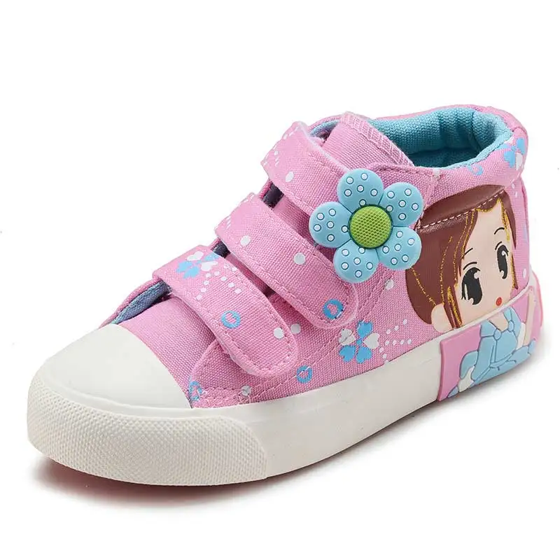 Детская теннисная детская обувь для девочек г. Дышащая парусиновая обувь для девочек с принтом женские детские кроссовки Лоскутная спортивная обувь tmallfs - Цвет: pink
