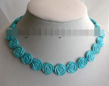 

Jewelr 004656 Natural Green Turquoise Flower Necklace 14KGP