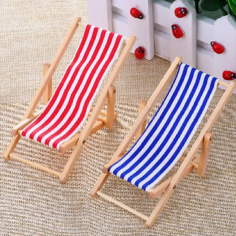 

Cute Scale Foldable Wooden Deckchair Lounge Beach Chair For Lovely Miniature For Baby Kids Dolls House Color In Green Pink Blue