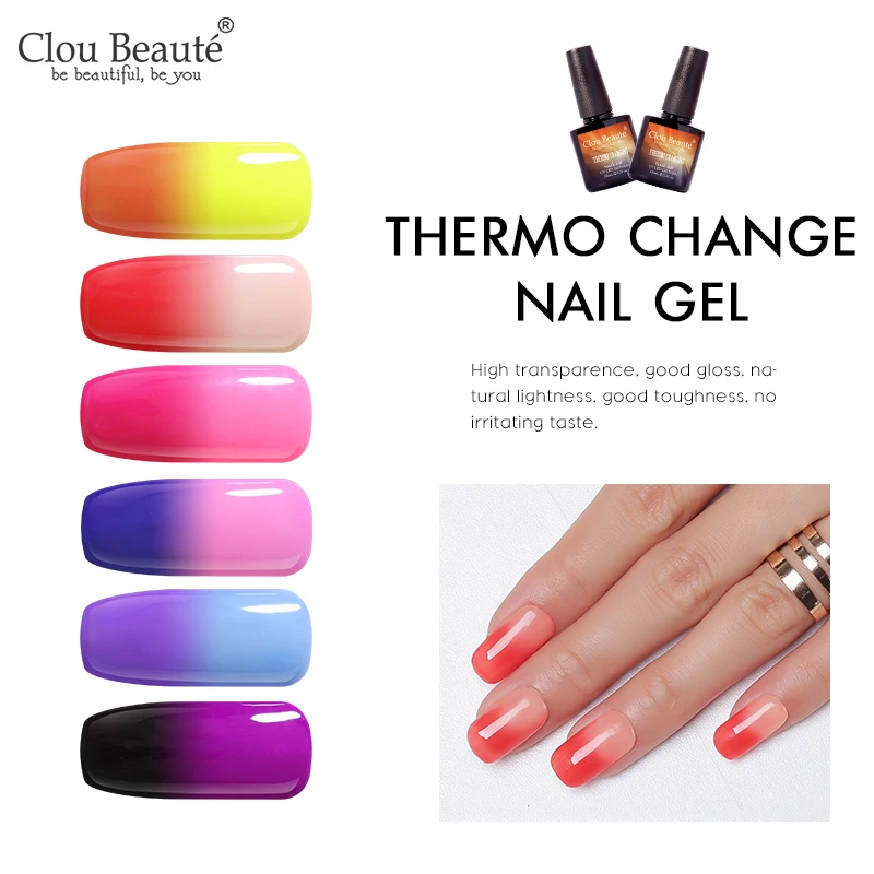 Гель лак для ногтей Clou Beaute термо меняющийся блестящий УФ/светодиодный|Гель