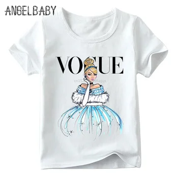 Boys and Girls VOGUE Princess Print T shirt Baby Cartoon White T-shirt Kids Summer Funny Harajuku Casual Clothes,HKP5209 3