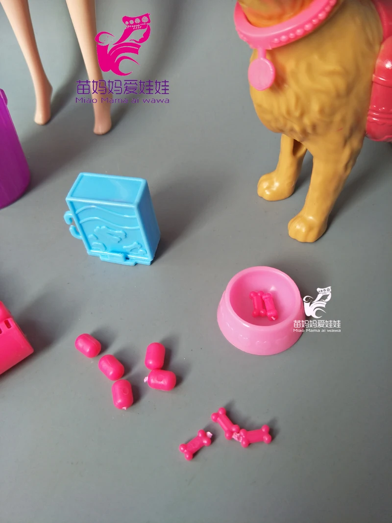 Dog Pet Sets Dog Food Bones 1:6 Dollhouse Accessories Puppet Toy For Barbie Ken Doll Play House Early Education girl gift