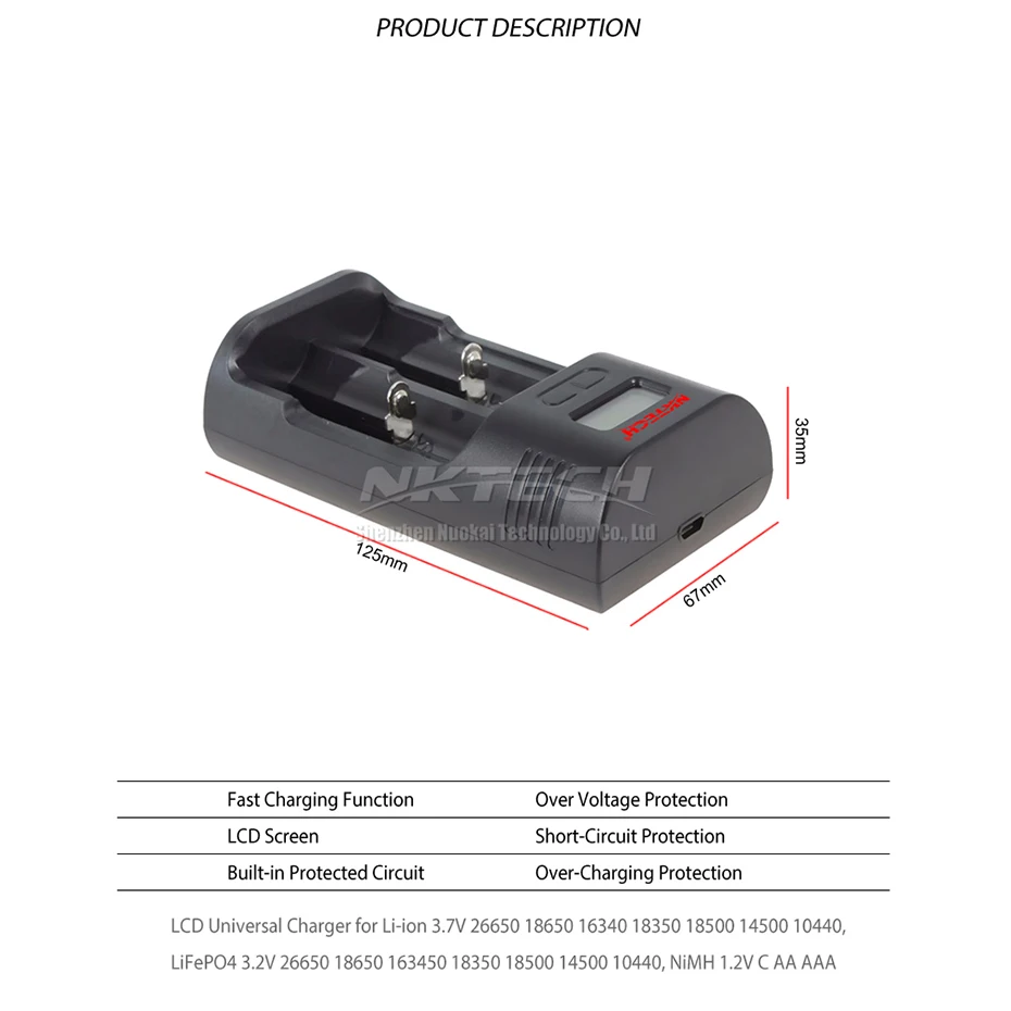 NKTECH T2 интеллектуальные зарядные устройства для аккумуляторов lcd 4,2 V 3,6 V 1,4 V для Soshine 26650 18650 18500 14500 10440 AA AAA Li-Ion Ni-MH LiFePO4
