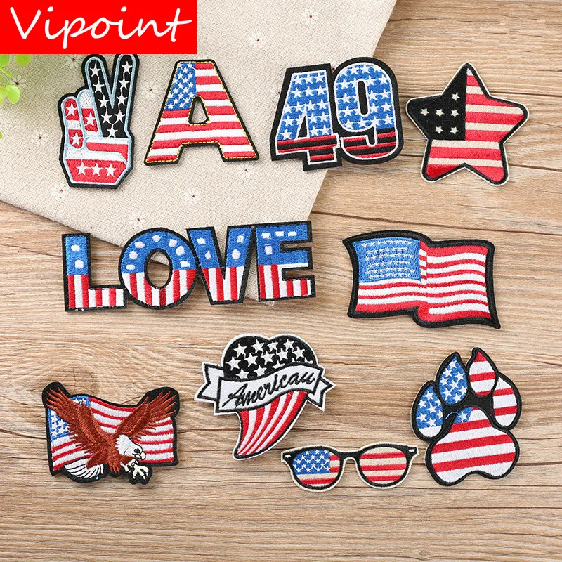 

VIPOINT embroidery Old Glory star patches love 49 patches badges applique patches for clothing YX-218
