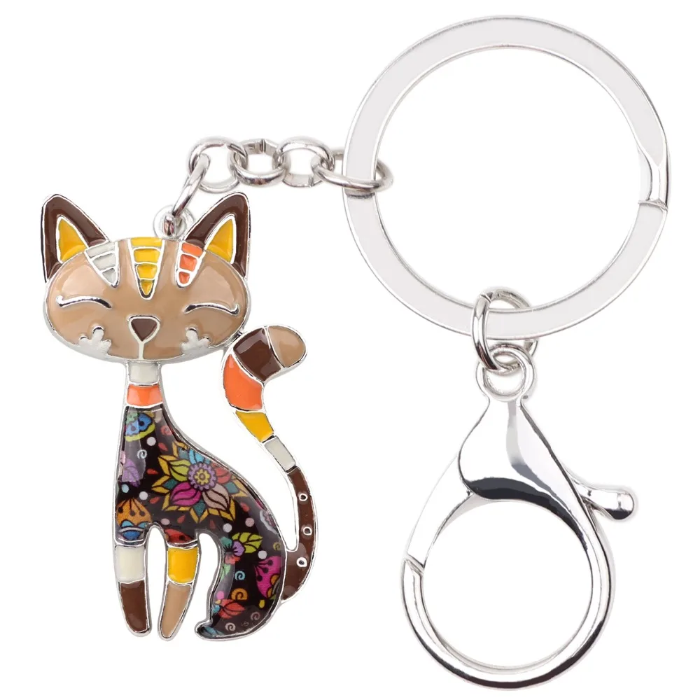 WEVENI, эмалированный металлический брелок для ключей с кошкой, котенком, кольцо для ключей с сумочкой, шарм, брелок, аксессуары, новое модное ювелирное изделие для женщин, подарок для любимой кошки