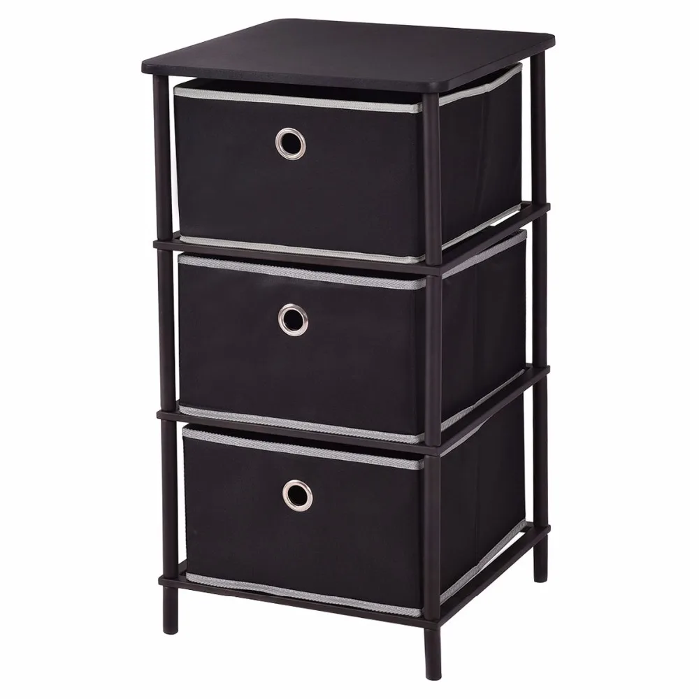 Golplus Bedroom Furniture Nightstands End Side Sofa Table Bin Home Office Storage Cabinets 3Tiers Modern Bedside Cabinet HW54188