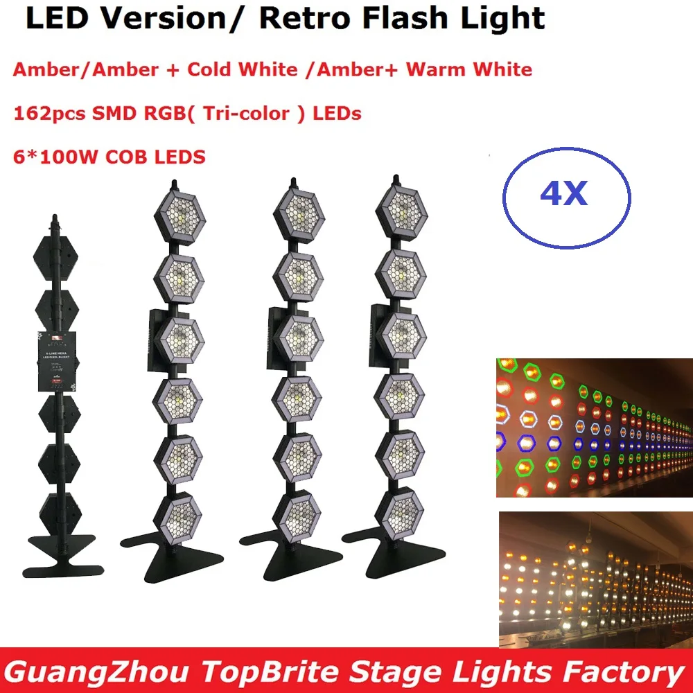 

6X100W Amber LED Retro Flash Light and 162Pcs RGB SMD 5050 LEDS LED Stage Light Dj Equipment For Disco Light Holiday Decorations