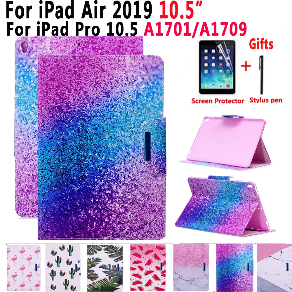 

Case for Apple iPad Air 2019 10.5 3 3rd Generation Pro 10.5 2017 A1701 A1709 Cover Funda Painted Shockproof Smart Skin+Film+Skin