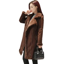 Для женщин замшевые кожаные пальто для родителей и детей осень-зима поддельные из овечьей шерсти куртка Женский из искусственного шелка и Сатина пальто из овчины ветровка верхняя одежда N103