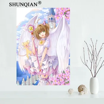 

Card Captor Sakura transparent card Canvas Painting Poster Cloth Fabric Wall Art Poster No Frame Home Decoration pictures gifts