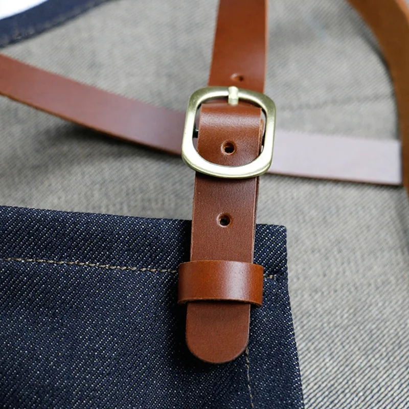 Denim Apron Leather Strap K54B-10