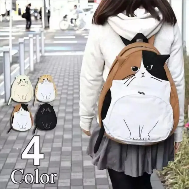 Japanese Cat Cute Canvas font b Backpacks b font Female Mochila College High School Bags for