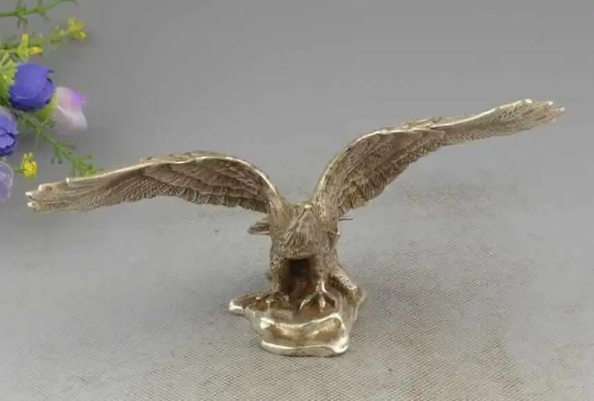 

Chinese Tibet Silver fine carved lucky soar to great heights eagle Statue