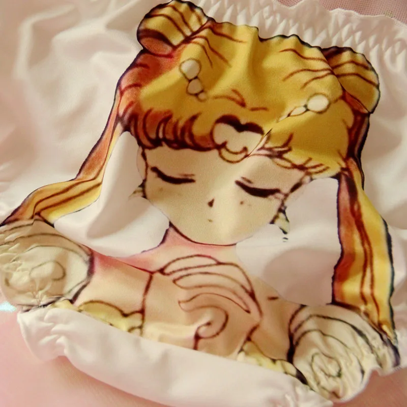 Sailor Moon Prtint Milk Wire трусики милые девушки мультфильм трусы рюшами бантом женские аниме японский Низкая талия трусы - Цвет: White 1