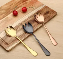 Stainless steel fruit salad spoon salad fork 3 colors Fashion tableware Thickening fork spoon