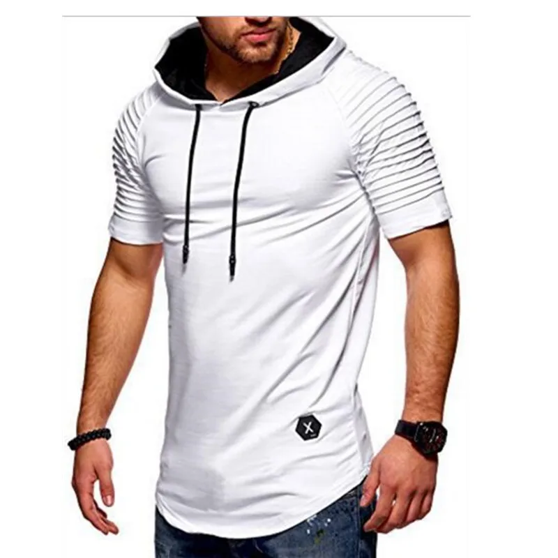 

2018 hot style Men's casual fashion pullover stripe pleated rotator cuff hoodie Men