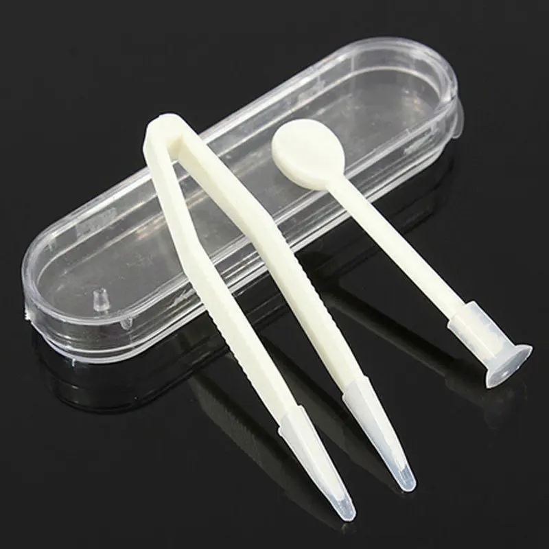 Mayitr 1pc New Contact Lens Inserter Set Remover Soft Tip Tweezer Stick Tool Case Set For Lens Cleaning