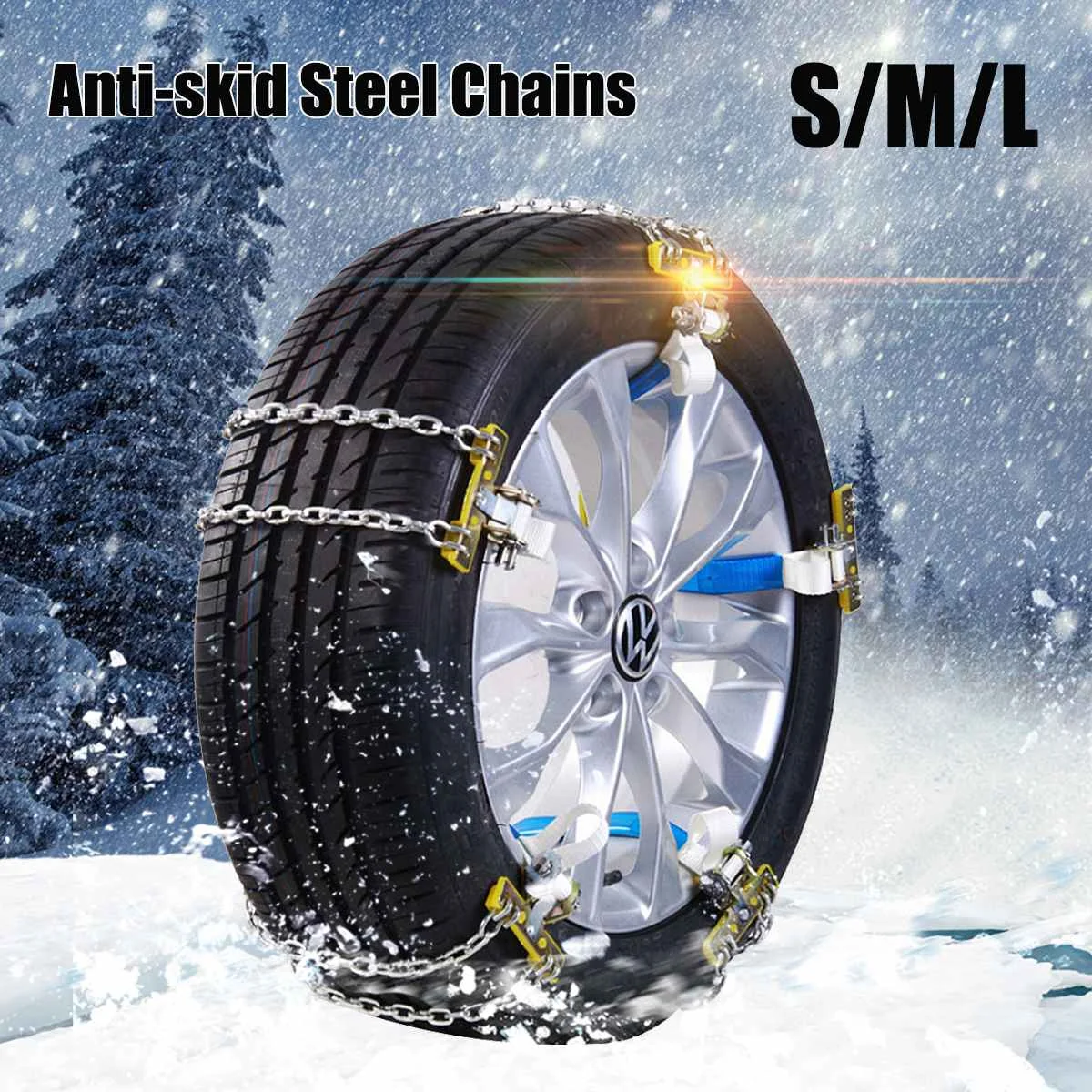 1PC Universal Alloy Steel Anti-slip Car Snow Mud Chain Wheel Tyre Tire Belt Emergency Anti Skid Snow Chains S/M/L