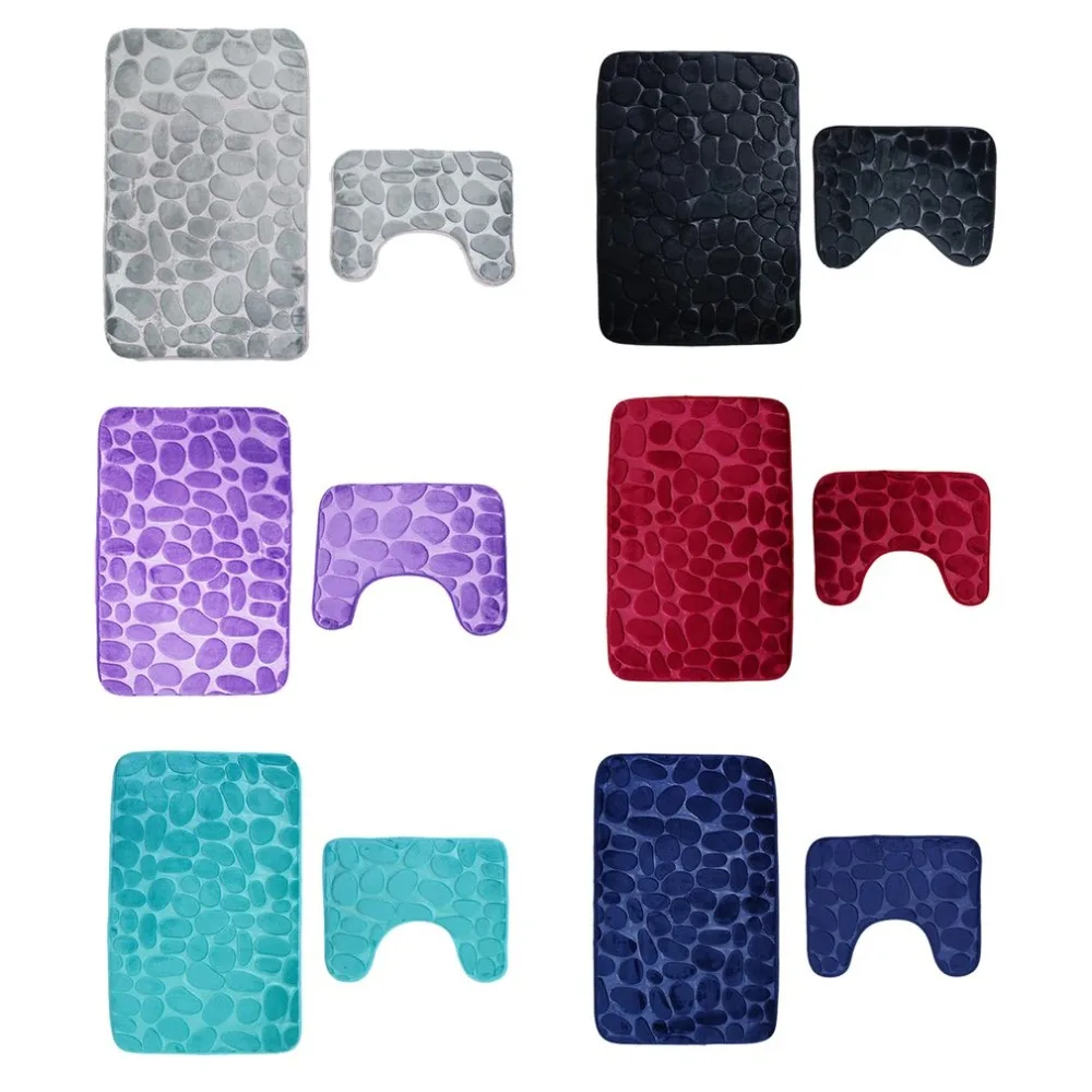 3D Cobblestone Toilet Floor Mat Set Bathroom Carpet Two-Piece HD Print Pad Large Size Door Floor Seat Mattress For Decor Gray 3D Cobblestone Toilet Floor Mat Set Bathroom Carpet Two-Piece HD Print Pad Large Size Door Floor Seat Mattress For Decor Gray