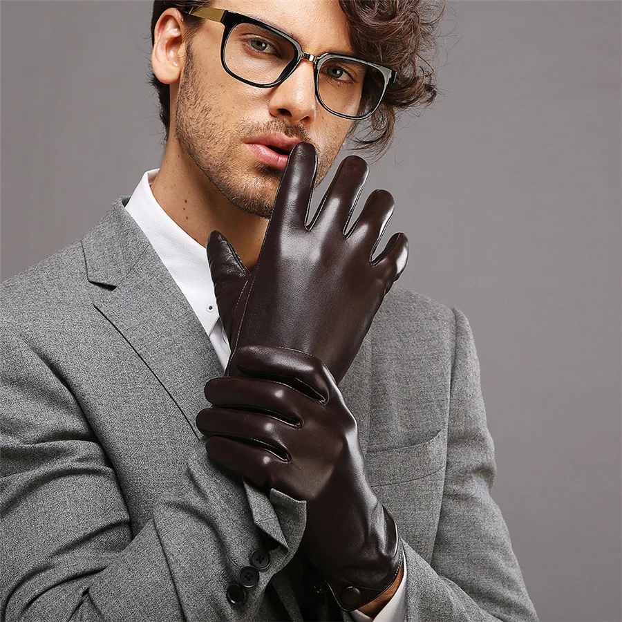 Buy Warm Solid Men Leather Gloves Fashion 2018 Black