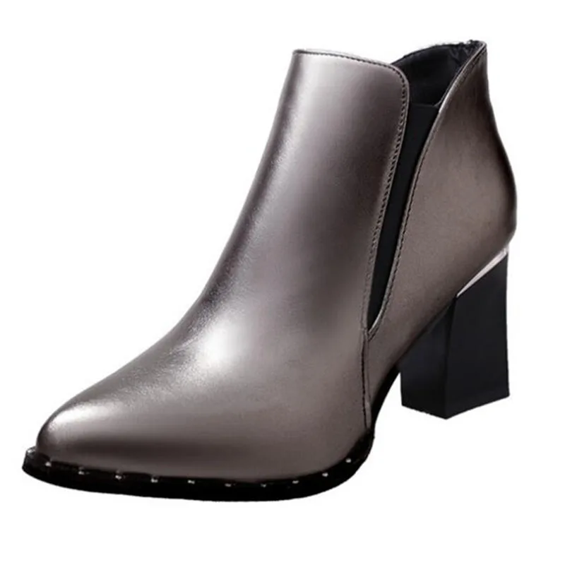 COVOYYAR/; женские ботинки на высоком каблуке; английские остроконечные Модные женские ботинки с заклепками; ботильоны с эластичной лентой; WBS1086