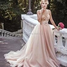 Fascinating Blush Tulle Wedding Dresses Sequins Spaghetti Straps Sleeveless Bridal Gowns Off the Shoulder Vestidos Noiva