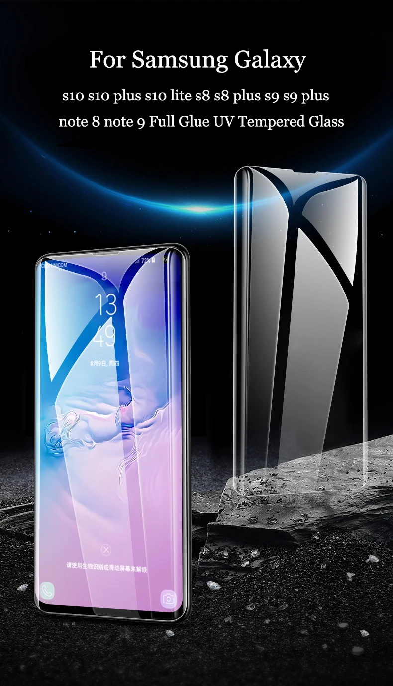 UV lamp Nano Liquid Glue Tempered Glass For Samsung s10 5G s10 s8 s9 plus Screen Protector For Galaxy s7 edge NOTE 9 8 10 pro