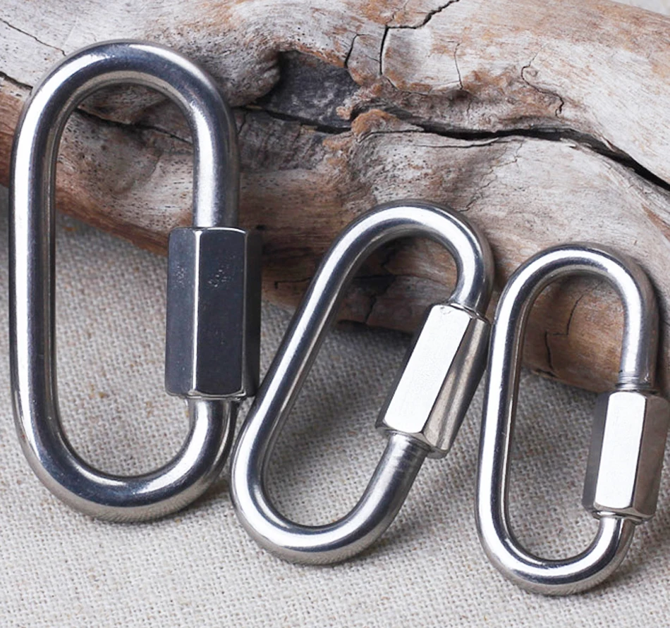 

Stainless Steel Quick Link Carabiner with Threaded Nut Snap Link Chain Fastener Carabiner with Threaded Nut, M5x50x25, 3pcs