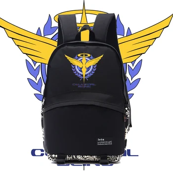 

Men anime Gundam oo backpack gundam celestial being logo printing black backpack school backpacks for teenagers nb007