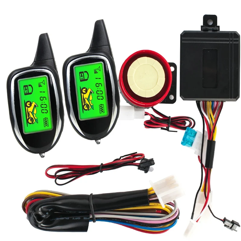 

Master Racing Two Way Motorcycle Alarm Theft Protection Security System Motor Multifunction Alarm with 2 LCD Remote Controls
