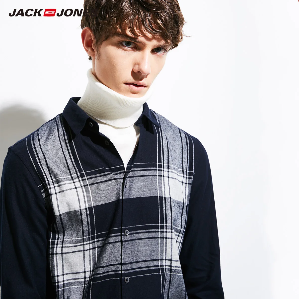 Jack Jones весна осень Мужская Повседневная рубашка приталенная клетчатая рубашка с длинными рукавами | 217405522
