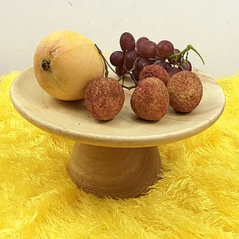 

High Foot Disc Wood Fruit Plate Birthday Wedding Party Serving Cake Plate Creative Rubber Pallet Handmade Dissert Plate