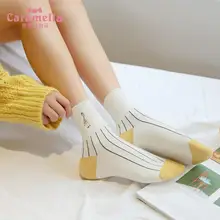 Caramella/3 пары хлопковых женских носков; милые короткие носки с вышивкой в виде жирафа; Дышащие носки для девочек с забавным животным узором