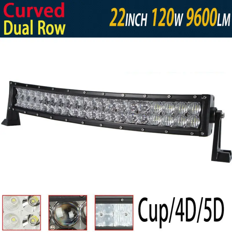 

120W Curved LED Light Bar 5D 4D Reflect Light Cup 22inch with Cree for Driving Curved Led Work Light Bar Offroad 12V 24v Lamp