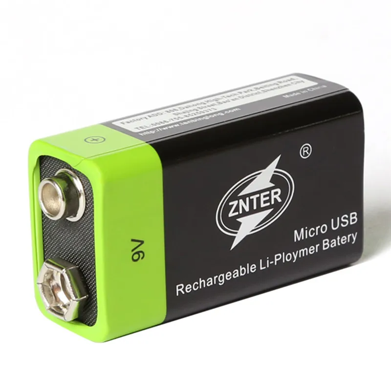ZNTER 9V Standard Lithium Battery Batterij 400MAH USB Rechargeable