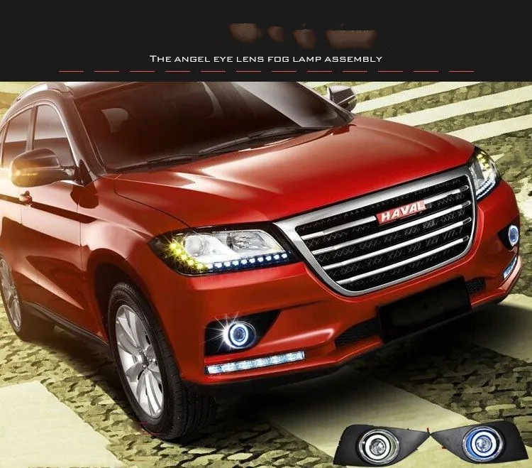 

eOsuns Innovative COB angel eye led daytime running light DRL + halo Fog lamp + Projector Lens for haval H6 2014-2016