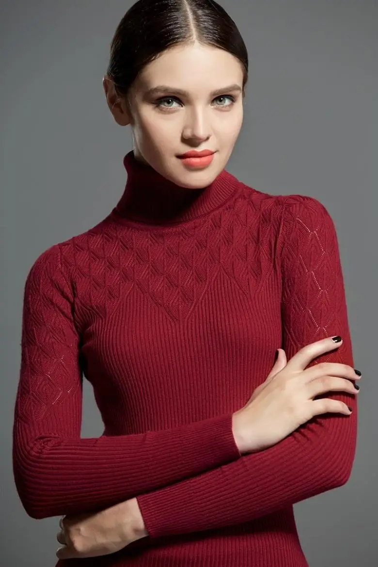 Женский осенне-зимний свитер с вырезами, водолазка, женский свитер с длинными рукавами