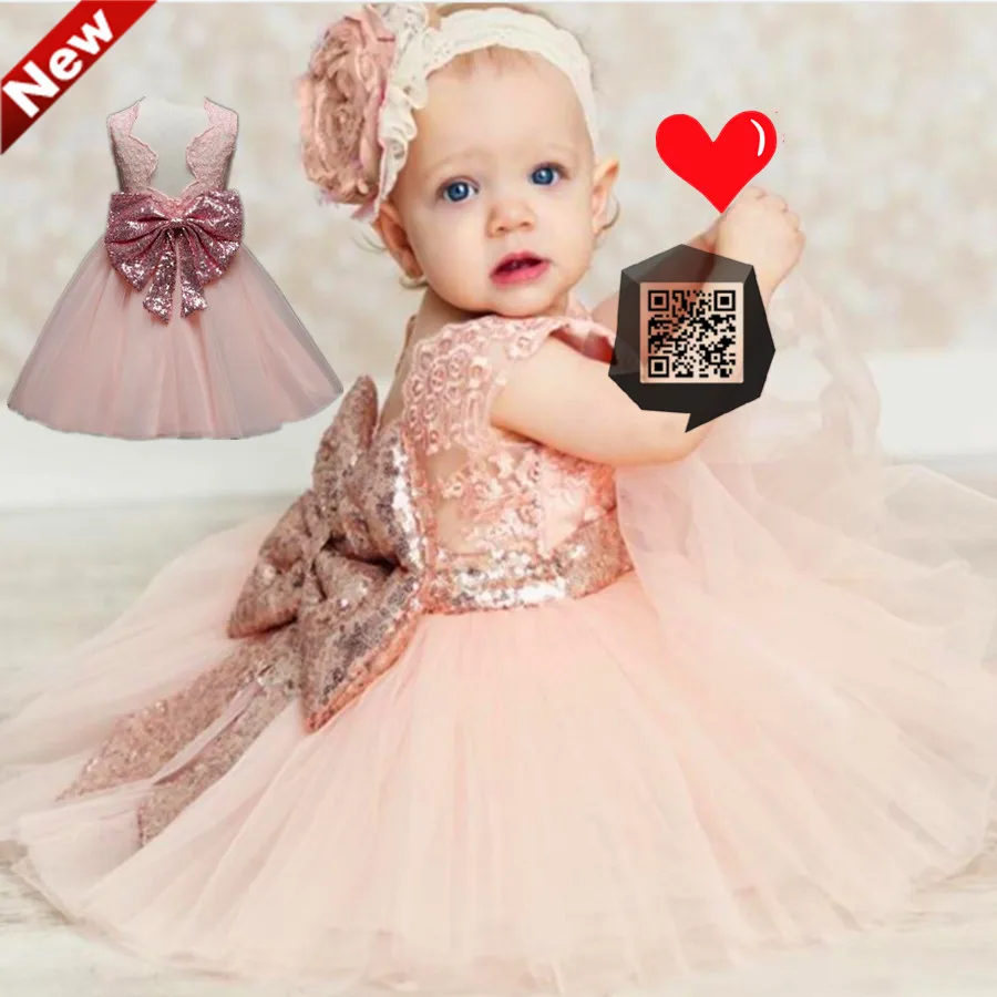 Summer Baby Girl Clothes Bow Lace Wedding Dresses Ball Gowns Children