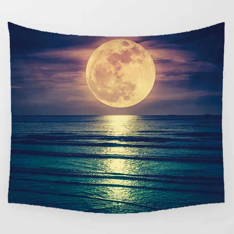 Красивый ночной лунный пейзаж большой гобелен настенный напечатанный гобелен для домашнего декора гобелен для гостиной - Цвет: 12
