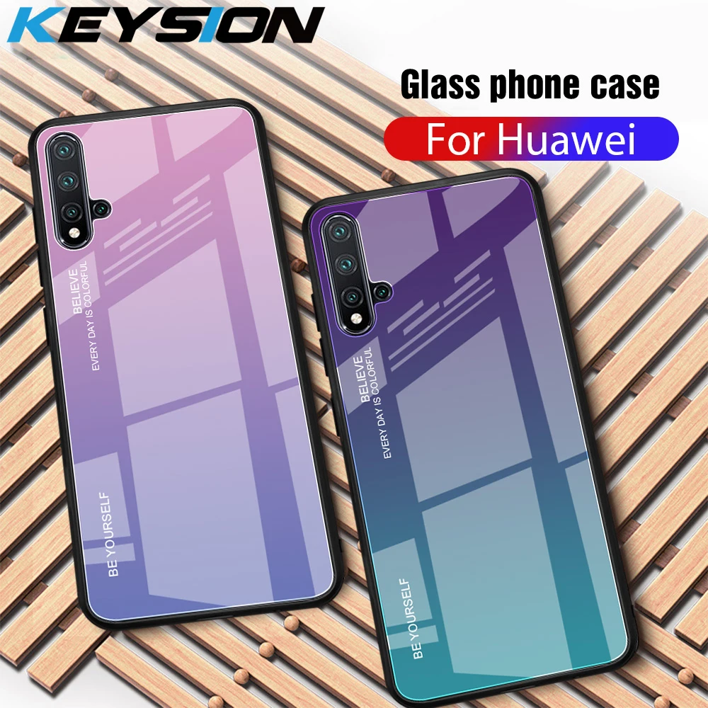 Градиентное закаленное стекло ТПУ Силиконовая задняя крышка для Huawei Honor 20 Pro 8S P30