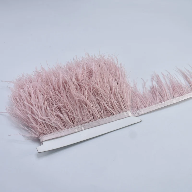 

1Meters/lot Leather powder ostrich feather Trim 8-10cm colored feathers ribbon crafts Sewing DIY dress wedding plumas decoration