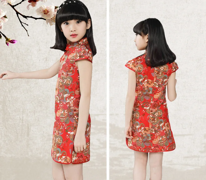 Girls Children's Cheongsam Chinese Qipao Ball Gown Dress Clothing Summer Multi-Colors Baby Kids Party Performance Dresses clothes (8)
