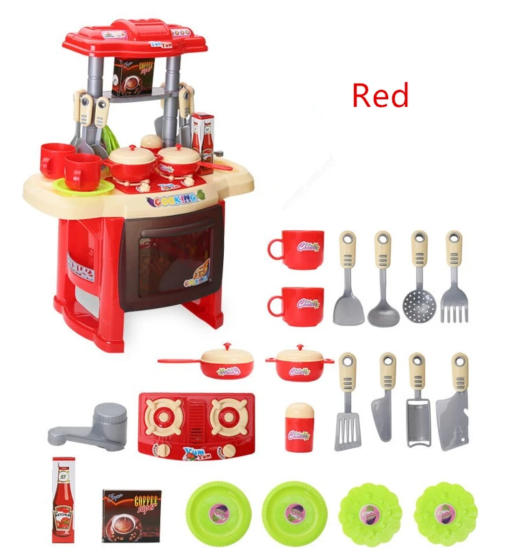 Детские кухонные игрушки, набор больших кухонных столовых приборов, освещение, музыкальное приготовление пищи, имитация кухонной утвари, модель игровой Игрушки для маленьких девочек