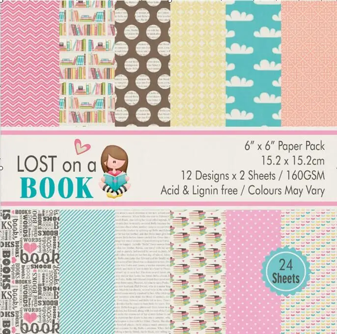 

Lost on a book style Scrapbooking paper pack of 24 sheets handmade craft paper craft Background pad