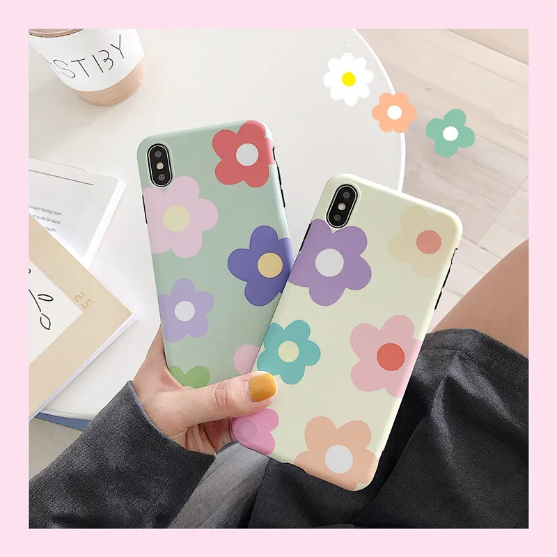 

BONVAN For iPhone X XR XS Max Case soft Cute colorful flower Protection Back Funda For iPhone 6 6s 7 8 Plus Phone Cover Coque