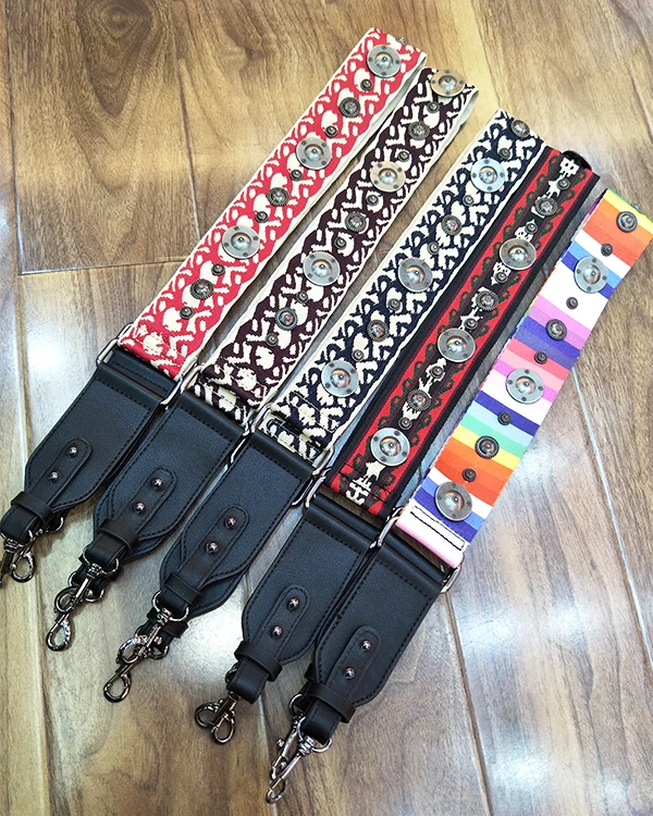 Fashion Metal Badge Canvas Shoulder Strap for Bags Replacement Strap Handbag Geometric Accessories Belts Ladies Bag Partys 