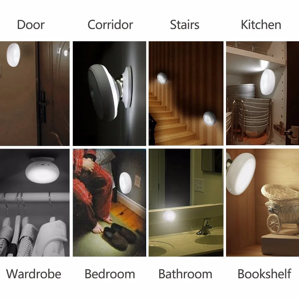  Rechargeable Motion Sensor PIR Wireless Small LED Light Automatic Baby Kids Night Wall Lamp for Chi - 32814144719
